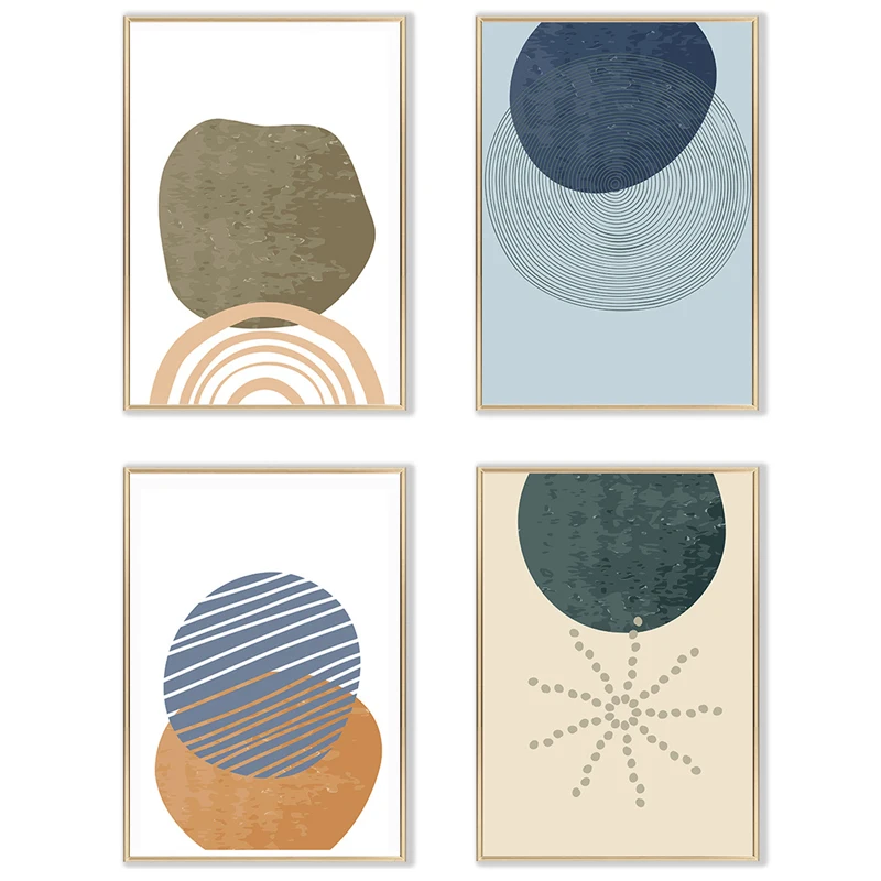 

Abstract Round Color Block Wall Art Print Picture Nordic Line Canvas Poster Decorative Painting for Living Room Aisle Home Decor