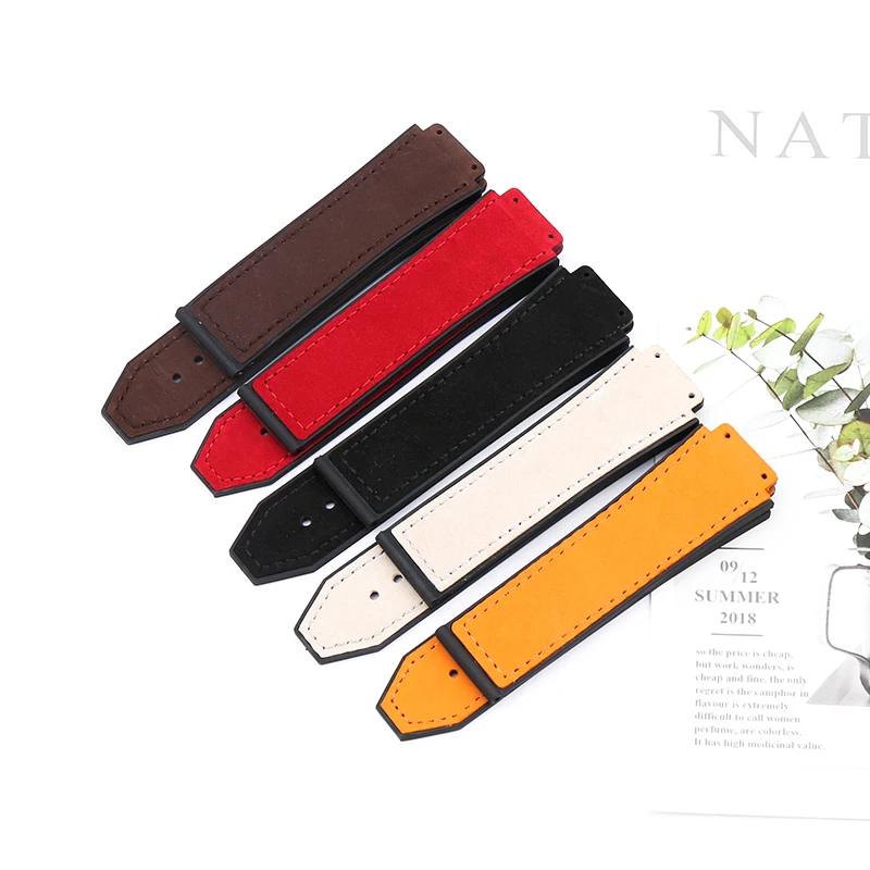 Watch accessories for Hublot Big Bang frosted leather strap men's and women's Outdoor sports strap port 25x19mm