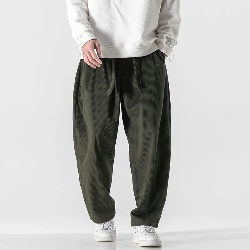 

Loose Men Corduroy Jogging Pants Oversize 2022 Men's Casual Japanese Streetwear Harem Pants Male Vintage Sweatpants Trouser 5XL