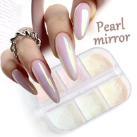 6 grids chrome nail powder pearl shell holographic nail glitter mirror aurora bubble dipping dust nail art decoration nf1909 12