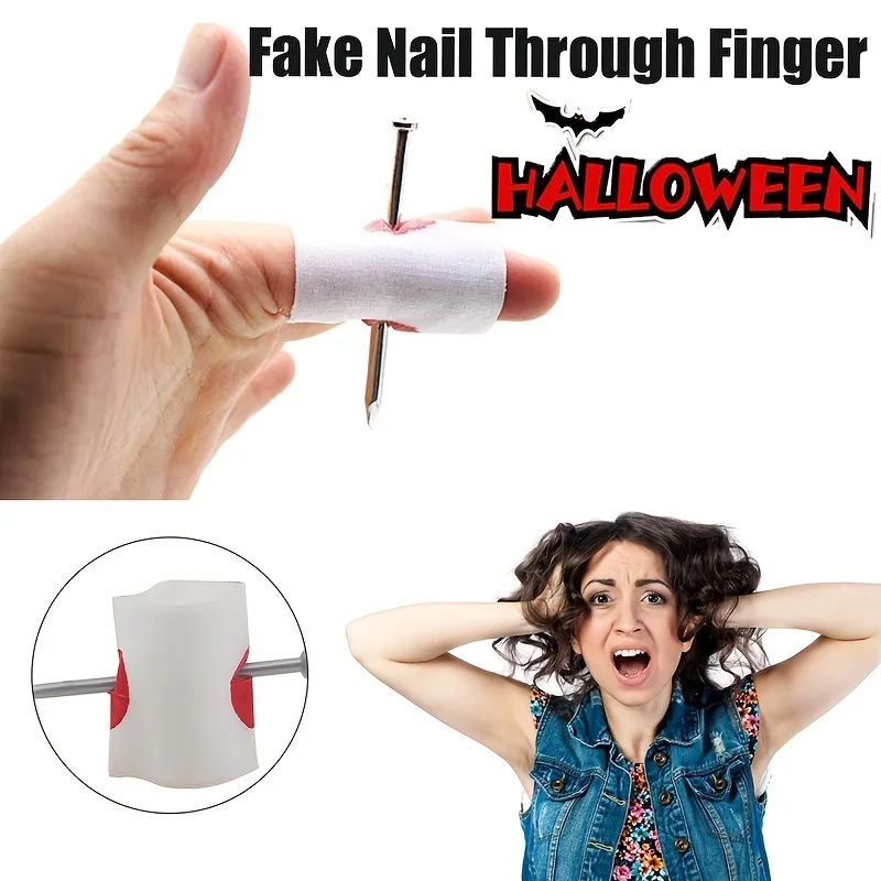 

Halloween New Fake Nail Through Finger Prank Toy Novelty Magic Friend Scare Trick Joke Toy Practical Fool Jokes Gags