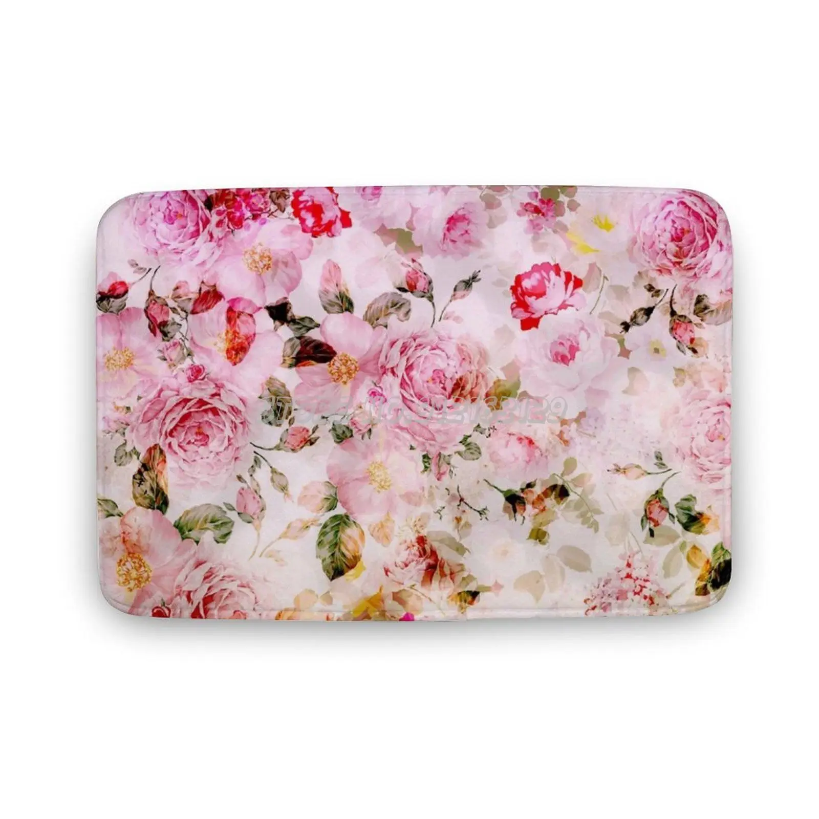 

Vintage Pink Pastel Watercolor Floral Pattern Floor Mat Anti Slip Rugs Home Bedroom Foot Mat Girly Pink Watercolor Floral Patter
