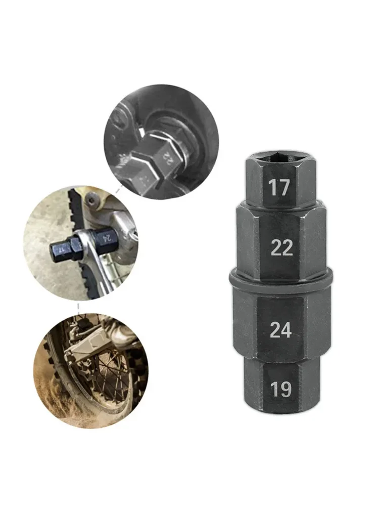 Фото Универсальный ключ для мотоциклов Hex Axle 4-в-1: 17, 19, 22, 24 мм, для снятия переднего колеса, съемник шпинделя, инструмент для ремонта, торцевой ключ №2