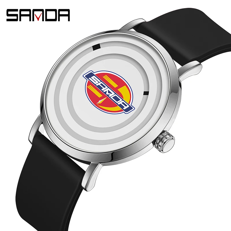 

SANDA New Men Trend Watch 50M Waterproof Fashion Simple Dial Silicone Strap Wear Resistant Top Brand Mens Watches Reloj Hombre