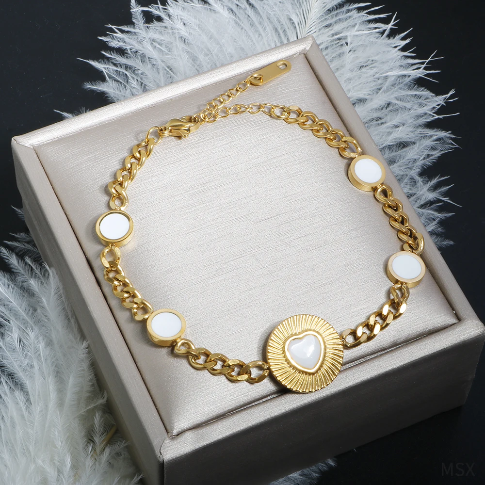 ZMfashion Роскошный браслет с подвеской в виде сердца женский золотого серебряного