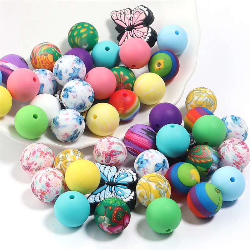 25 шт. набор силиконовых бусин-бабочек разноцветные бусины-разделители для