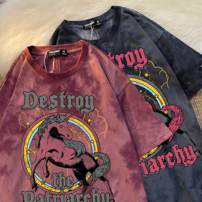 

European And American Ins Fashion Dyed Sleeved T-shirt For Men And Women In Summer Version) Loose And Hot Sale Rushed Befree