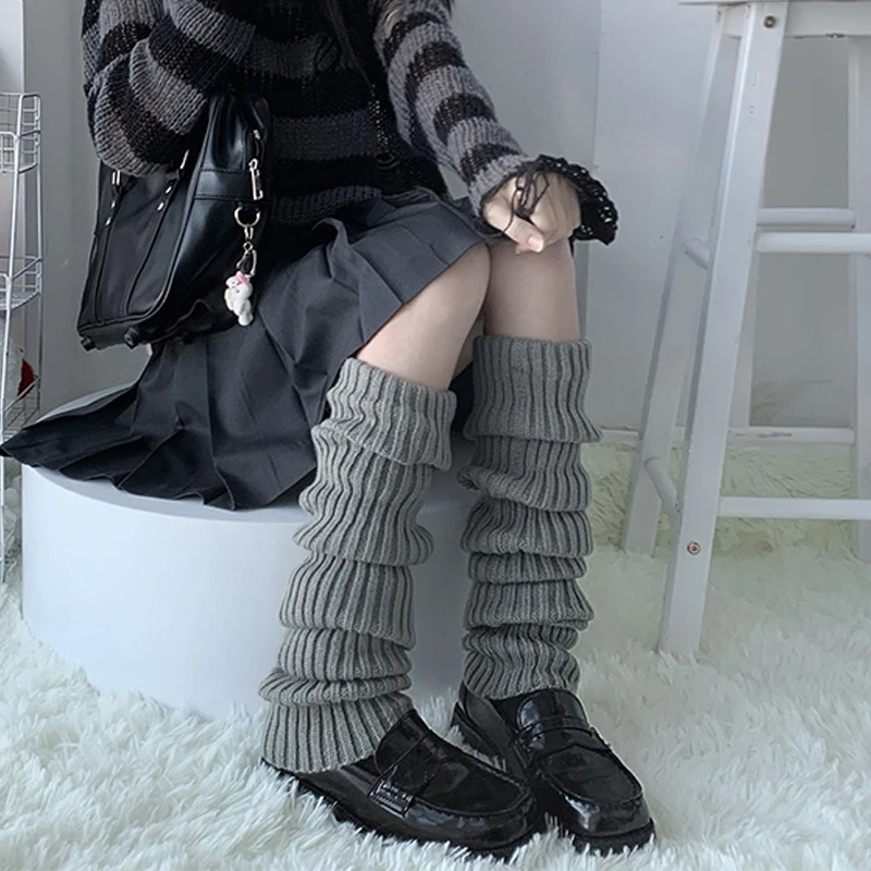 Lolita Leg Warmers Japanese Women Gothic Long Socks Women's Leggings Gaiters Knee Goth Winter Sock Knitted Cuffs Ankle Warmer