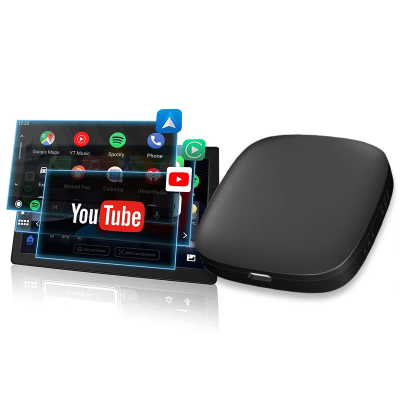 Фото TAA01 3-в-1 беспроводной автомобильный адаптер Android 10 CarPlay Android Auto WiFi 6 BT 5.4 2ГБ/16ГБ или 32ГБ Plug & Play Type-C №1