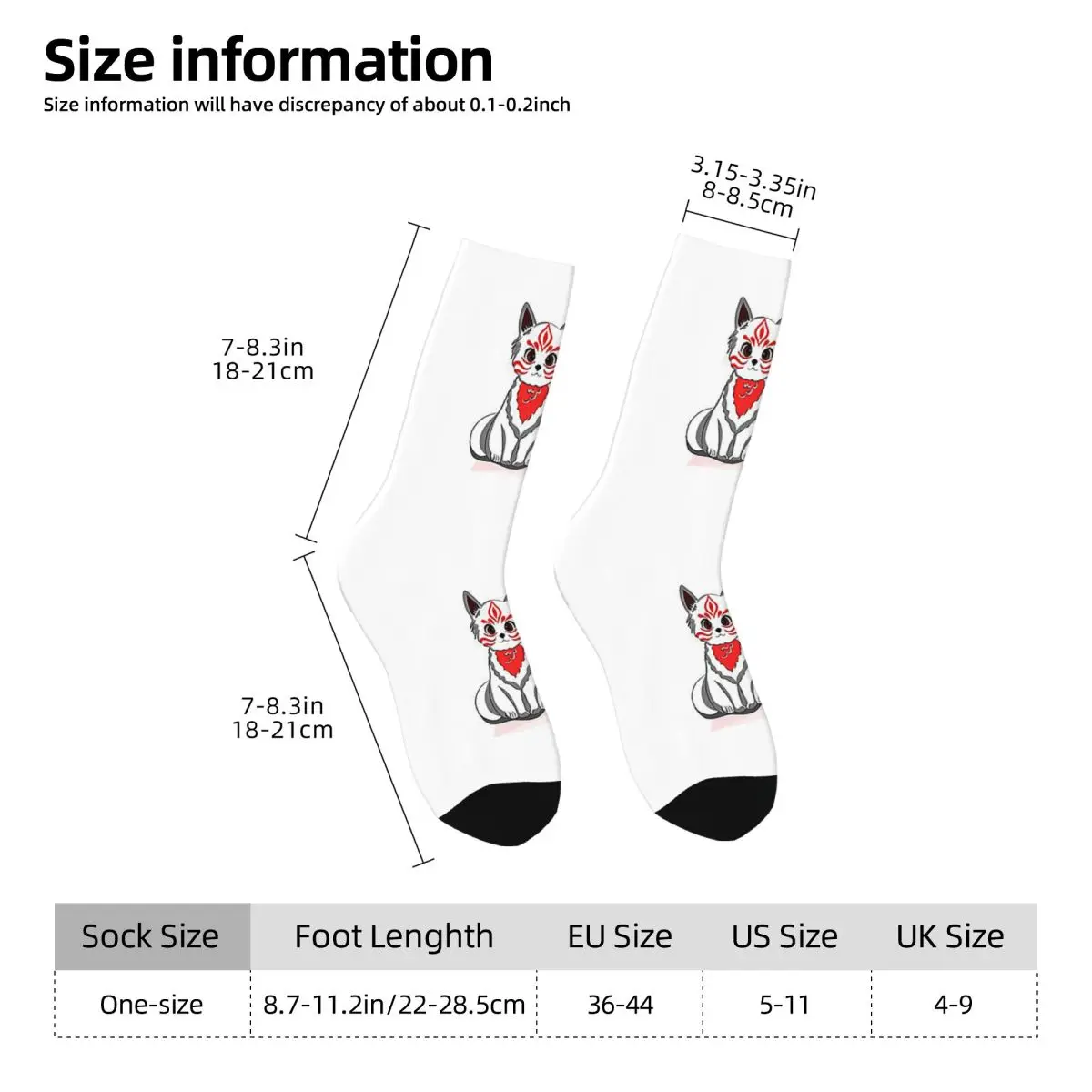 Носки в стиле Харадзюку Red Kitsune Fox поглощающие пот всесезонные длинные носки