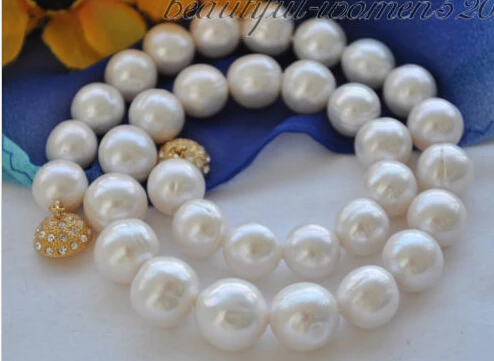 11-12MM round Freshwater cultured pearl necklace 18INCH