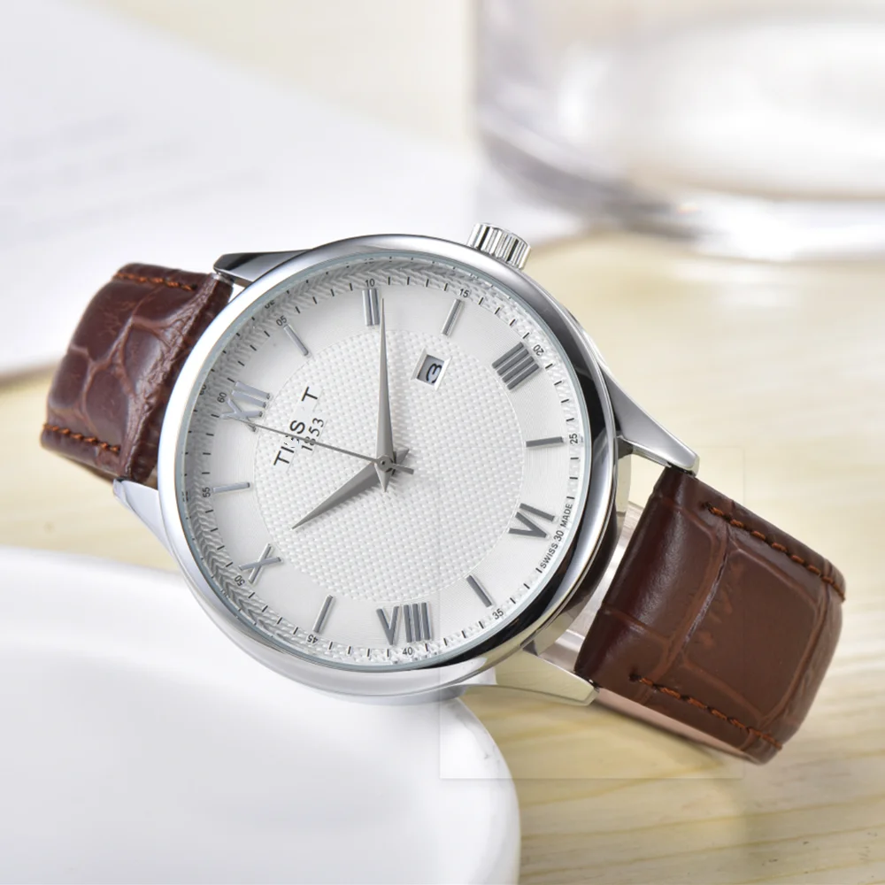 

Часы Tissot-S Junya Series для мужчин, повседневные модные водонепроницаемые кварцевые часы из нержавеющей стали с кожаным ремешком
