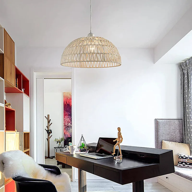 Новейшие плетеные подвесные светильники в японском стиле из пеньковой веревки B