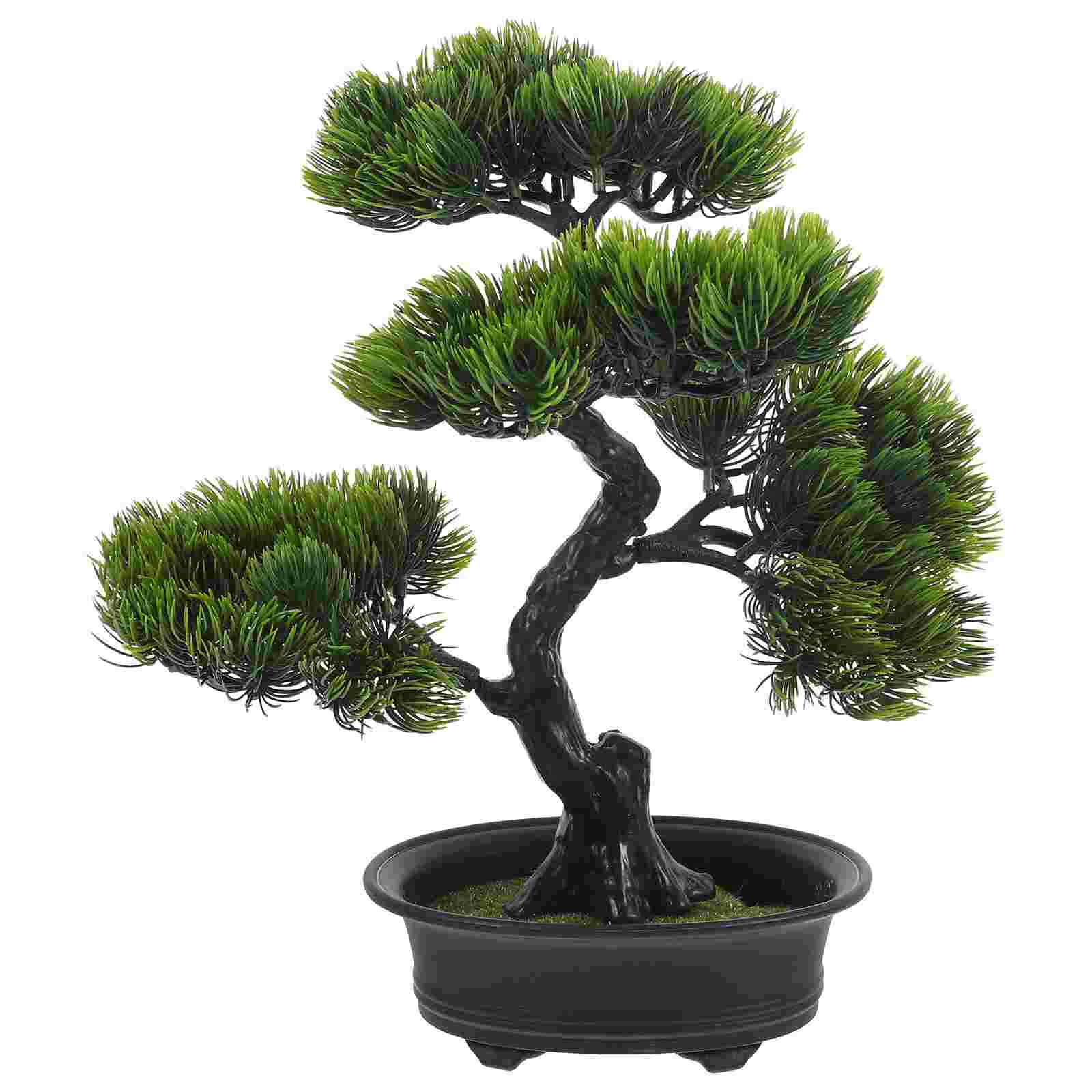 

Artificial Potted Indoor Plants Desk Decorations Pine Wood Fake Home Bonsai Tree Realistic Abs