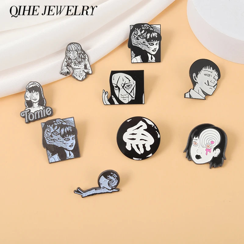 

Terrorist Style Enamel Pins Punk Gothic Monster Black White Japan Brooches Badge Bag Backpack Accessories Gift Women Men Jewelry