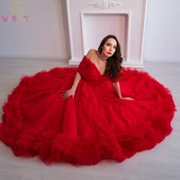 red ball gown quinceanera dress 2022 tulle off shoulder v neck pleats ruffles prom party formal evening gowns special occasion