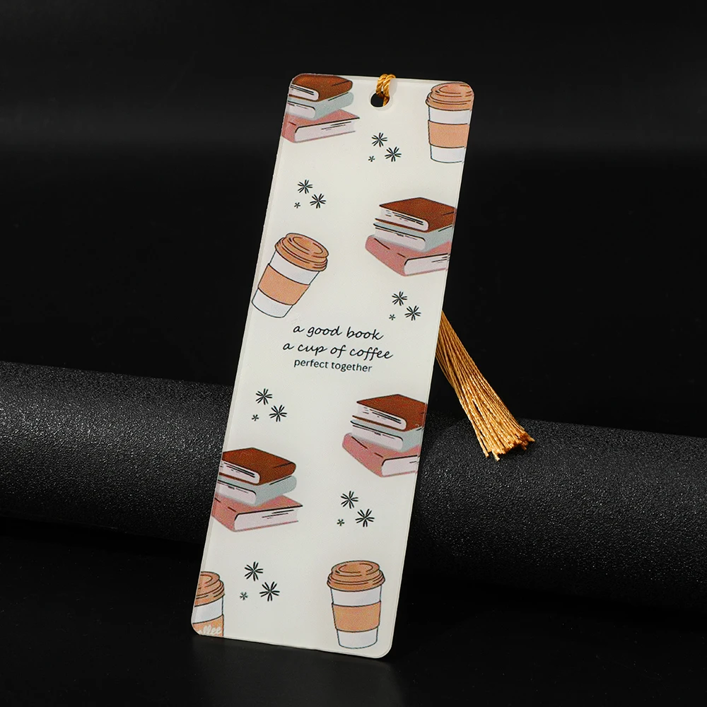 

Эстетические закладки для любителей книг, милый дизайн кофе и книжного стека, акриловые маркеры страниц, читатели, студенческие книжные черви, канцелярские принадлежности