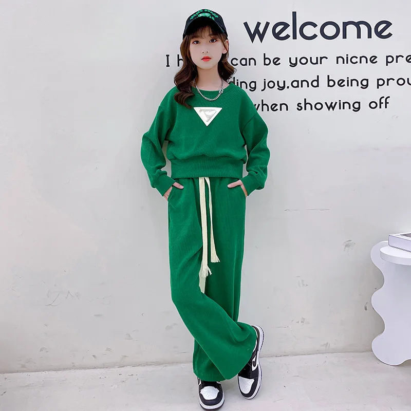 Teens Loose Suits Children's Clothing Girls Clothing Sets 2pcs Spring Autumn Fashion Active Outfits Kids School Casual Two-piece