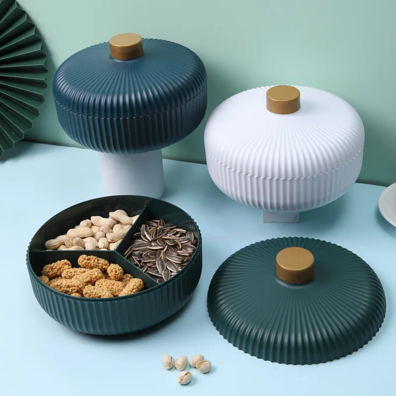 

Round with Lid Dry Fruit Plate Snack Storage Box Coffee Table Candy Box Snack Storage Organizer Jewelry Storage