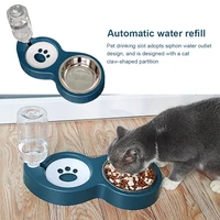non slip automatic cat double bowls with raised stand pet food water bowls for cats dogs feeders pet supplies easy to clean
