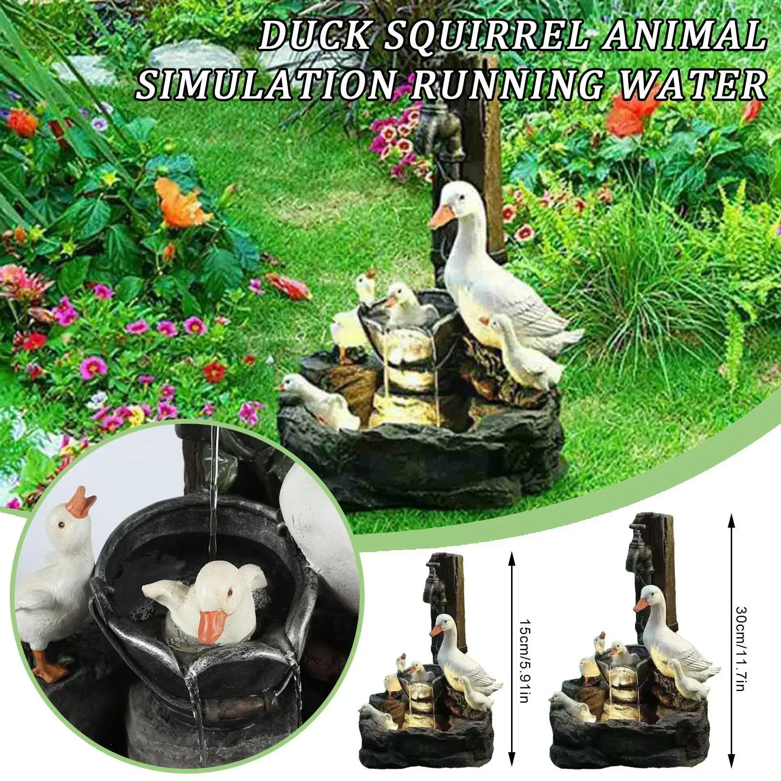 

Duck Squirrel Animal Simulation Running Water Creative Party Prop Decoration Outdoor Bird Garden Ornament Figurine Animal M8J5