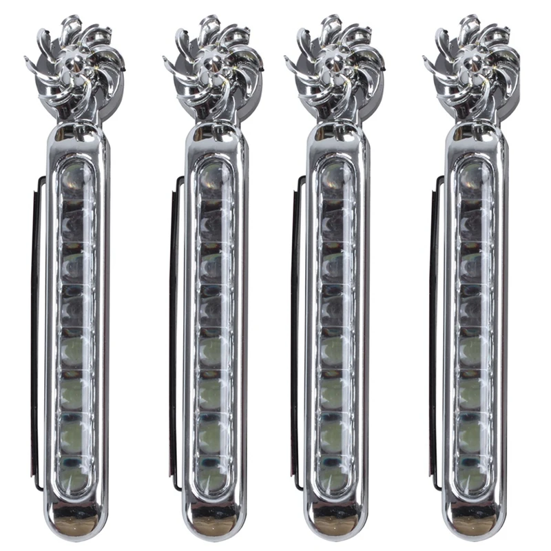 

4 X Daytime Running Lights (Uses Wind Power) Auto DRL Driving Diurnal Light 8 LED Car Light Bulb DC 12V (White Light)