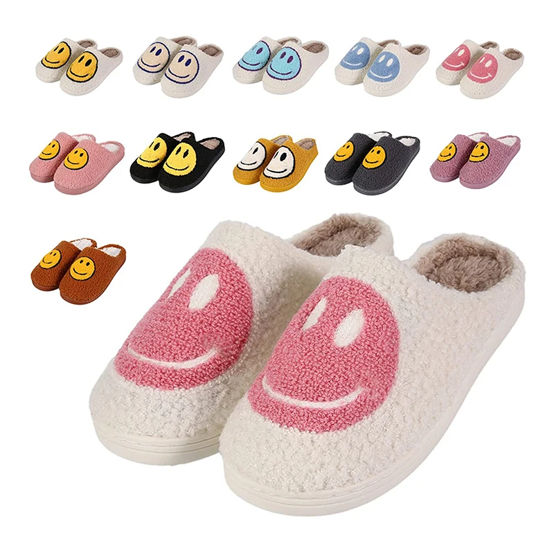 

Smiley Face Slippers Women Men Smile Slippers House Inoodr Slippers Soft Plush Shoe Cozy Happy Face Flip Flop Warm Shoes Woman