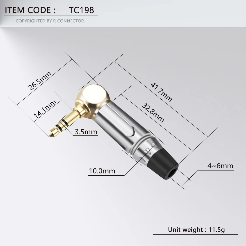 1PCS L Shape 90 Degree 3.5mm 3 Poles Stereo Male Plug Right Angle Zinc alloy Tube Soldering Headphone Jack Connector - купить по