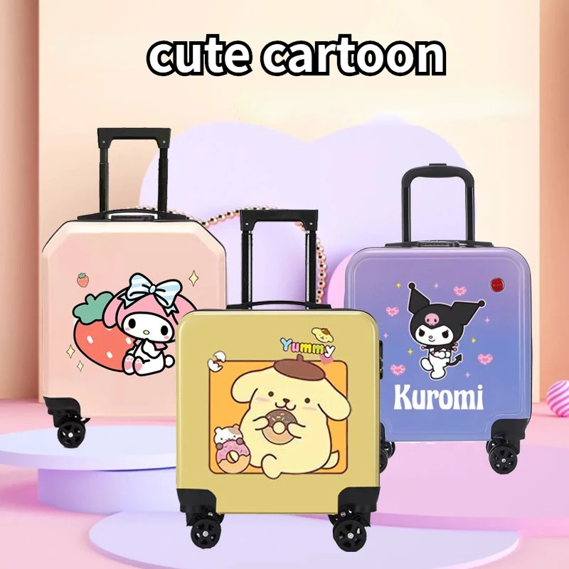 

Children's Trolley Case Female Suitcase Kuromi Sanrio Hellokitty Cartoon Password Suitcase Cute Luggage Maletas De Viaje