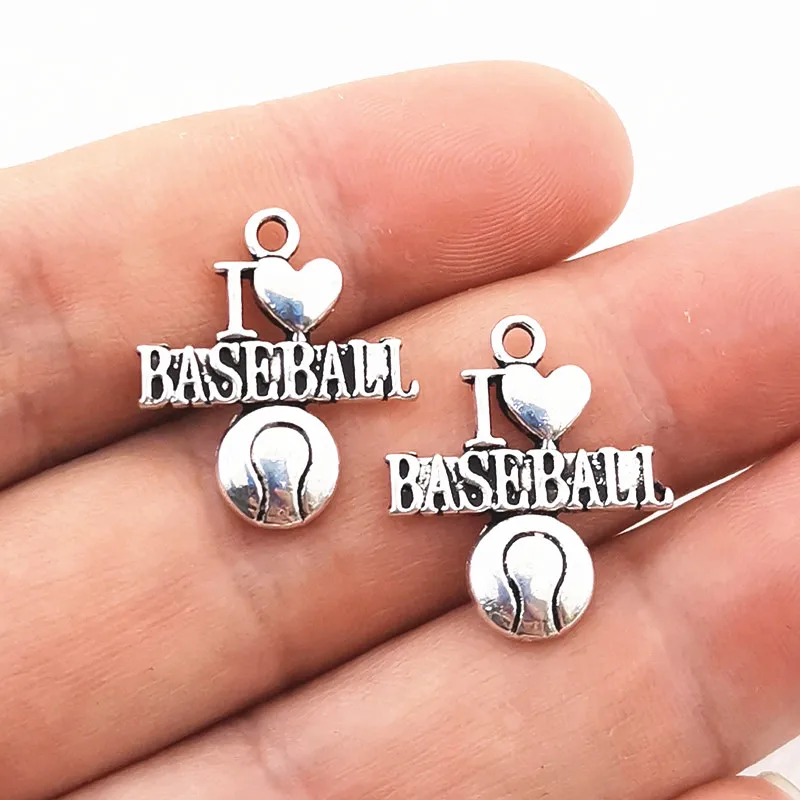 Подвеска Я люблю бейсбол 12 шт. 21x9 мм