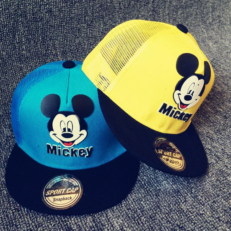 

Disney Sticker Mickey Net Hat Children's Cartoon Color-blocking Baseball Hat Cute Boys and Girls Street Dance Hat Sunscreen Hat