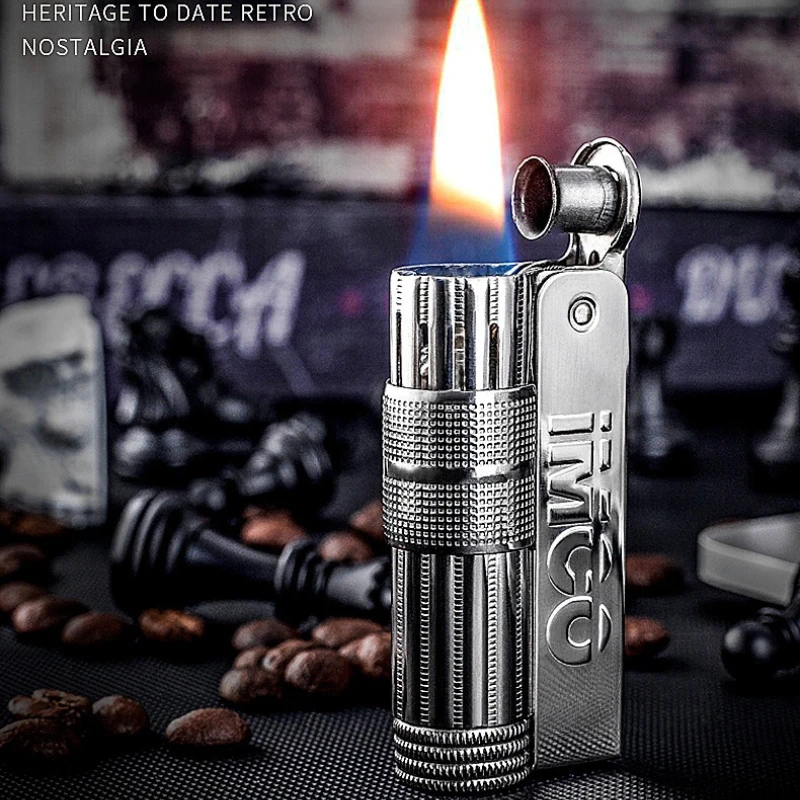 Фото Австрийская металлическая зажигалка IMCO Aiku 6700, винтажная, ретро, старомодная, ветрозащитная, масляная, для курения, подарок для мужчин №3