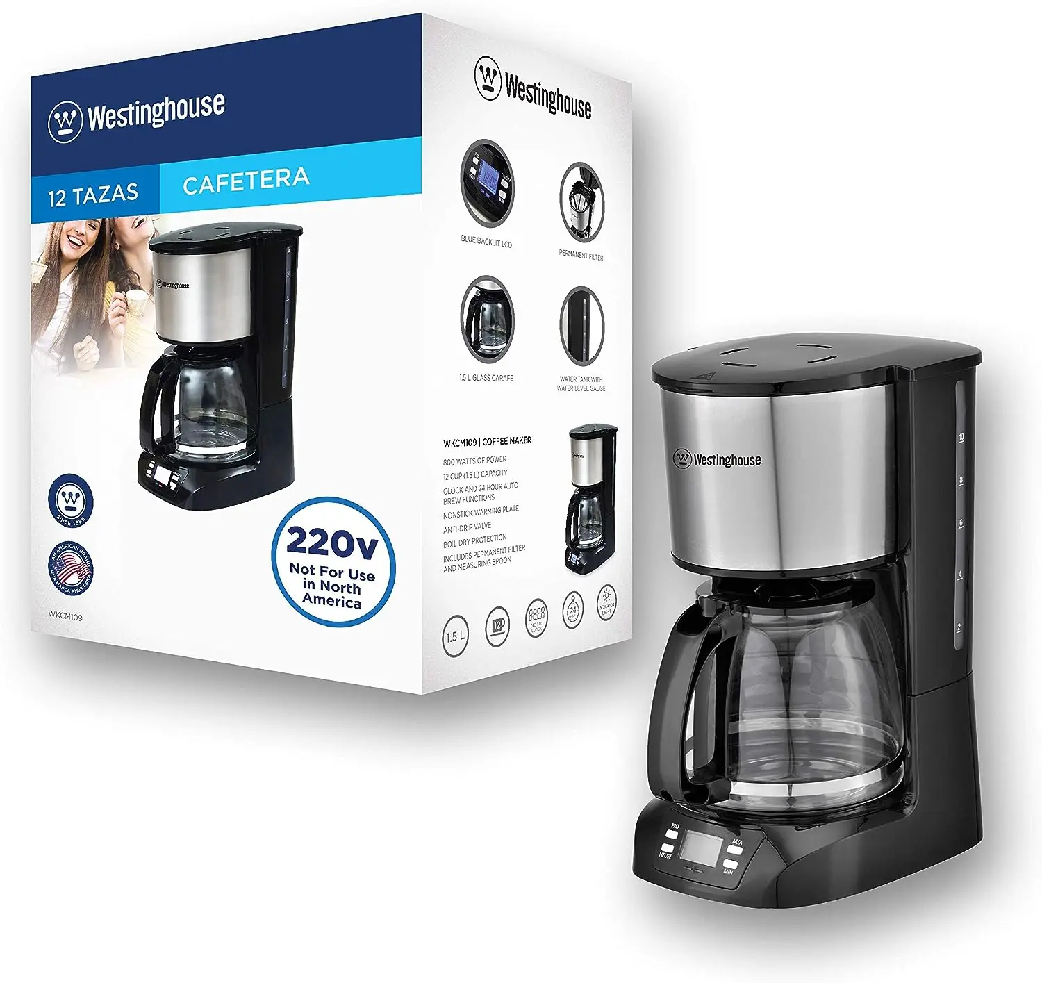 

volts coffee maker 220v 240 volt Digital Programmable Coffee Machine Permanent Filter & Hot Plate (NOT FOR USE IN USA)