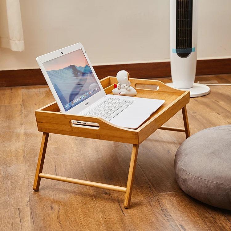 Бамбуковая кожа со складными ножками сервировочный портативный ноутбук поднос