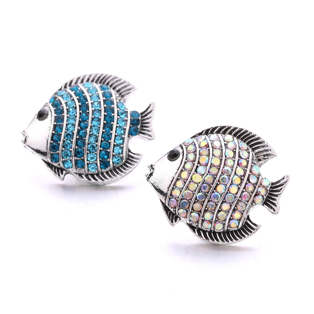 20pcs Snap Jewelry Fish 18mm Metal Snap Buttons Fit DIY Snap Button Bracelet Necklace