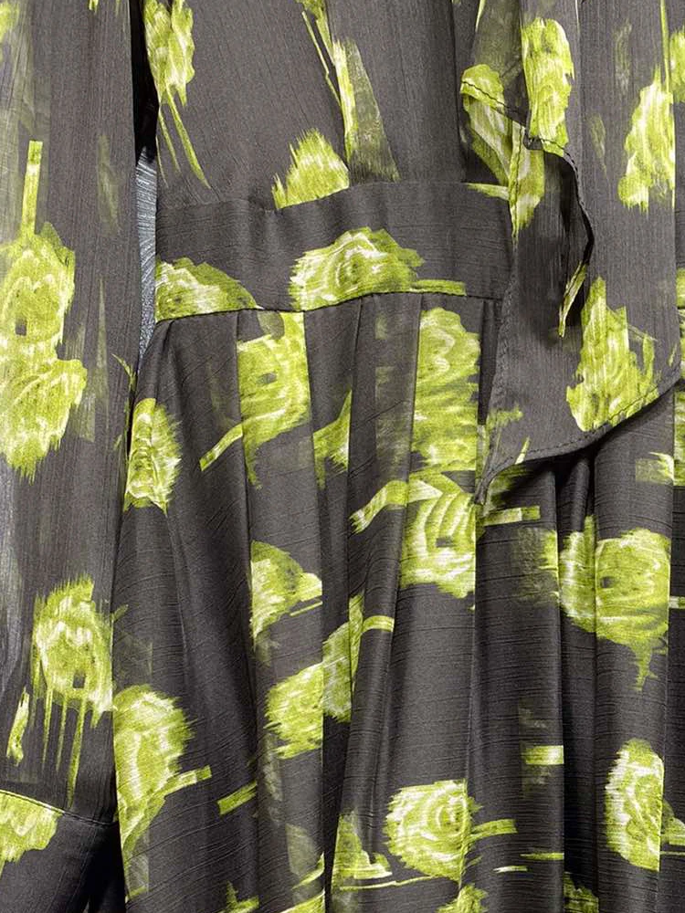 Женское шифоновое платье SEQINYY элегантное черное модельное с винтажным желтым