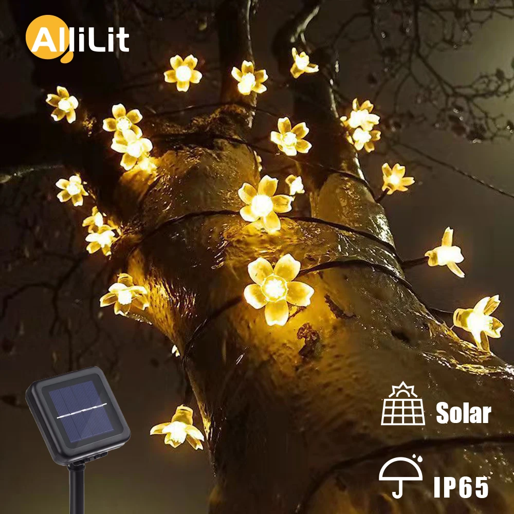 

Solar Garlands Light 5m 7m 12m Peach Flower Solar Lamp Power LED String Fairy Lights 6V Garden Christmas Decor For Outdoor