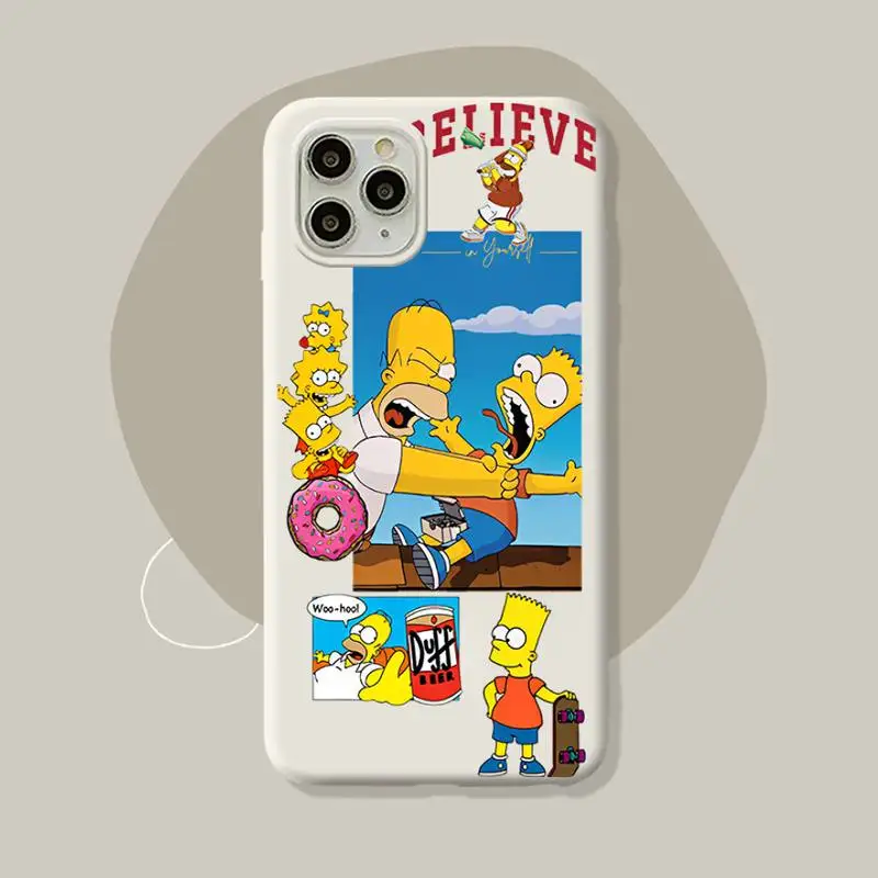 

The S-Simpsons Phone Case for iPhone 11 12 13 Mini Pro Xs Max 8 7 6 6S Plus X XR Solid Candy Color Case