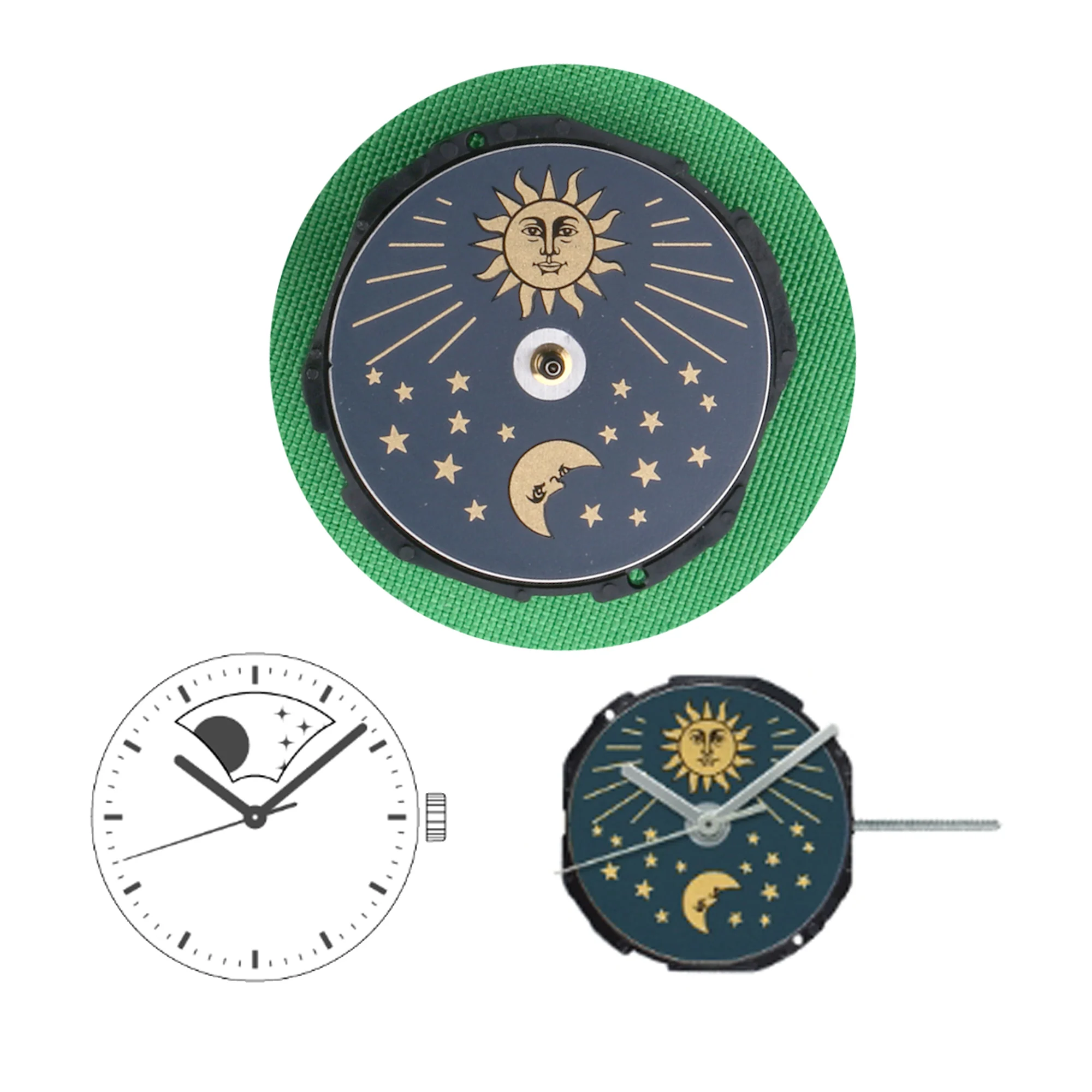 PC39 MOVEMENT TMI PC39A MOVEMENT 10½‴  Ligne Quartz Movment Three Hands with Sun ＆ Moon Disk japan movement time module movement