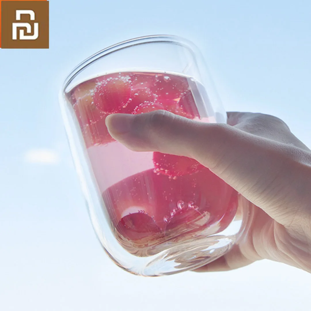 

Youpin 17PIN Glass Double-layer Cup Borosilicate Glass 400mL Household Layer Heat Resistant Office Large Flow Wine Cup 2pcs