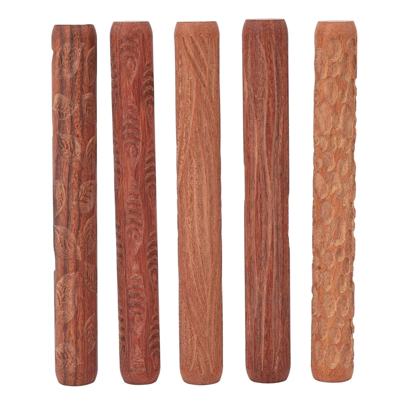 

A50I 5 Pcs Pottery Tools Wood Hand Rollers,For Clay Stamp Pattern/Roller Pattern,Ceramic Tools,Arcilla Polimerica Dab Tool