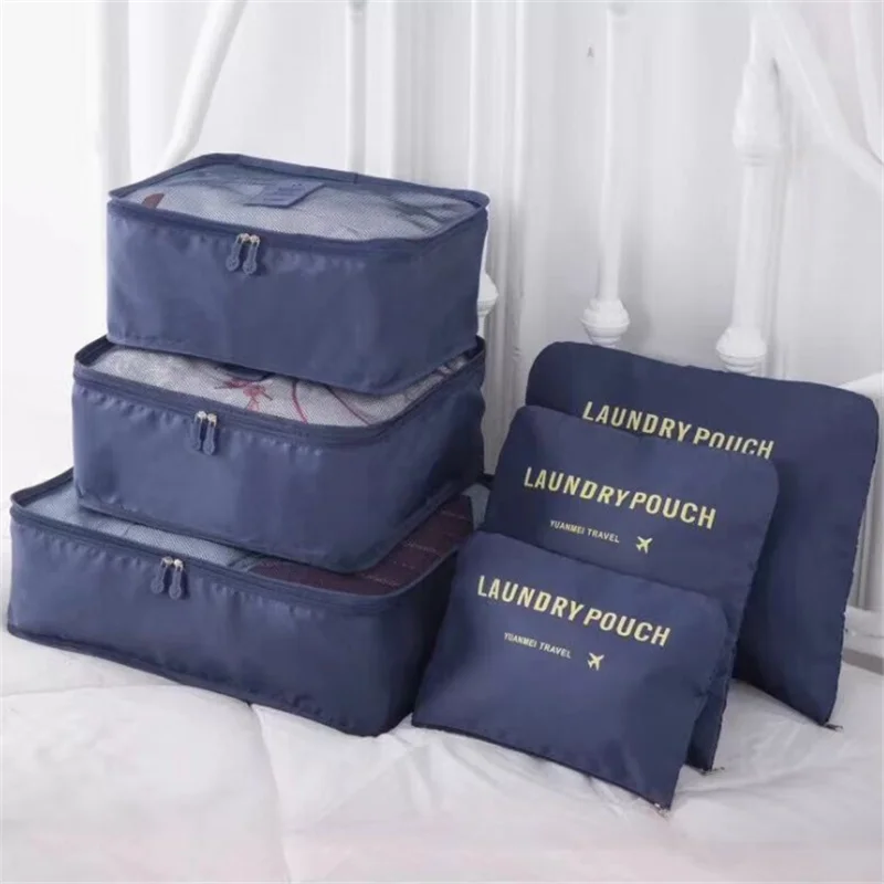 Travel Bags Sets Waterproof Packing Cube Portable Clothing Sorting Organizer Luggage Tote System Durable Tidy Pouch Stuff