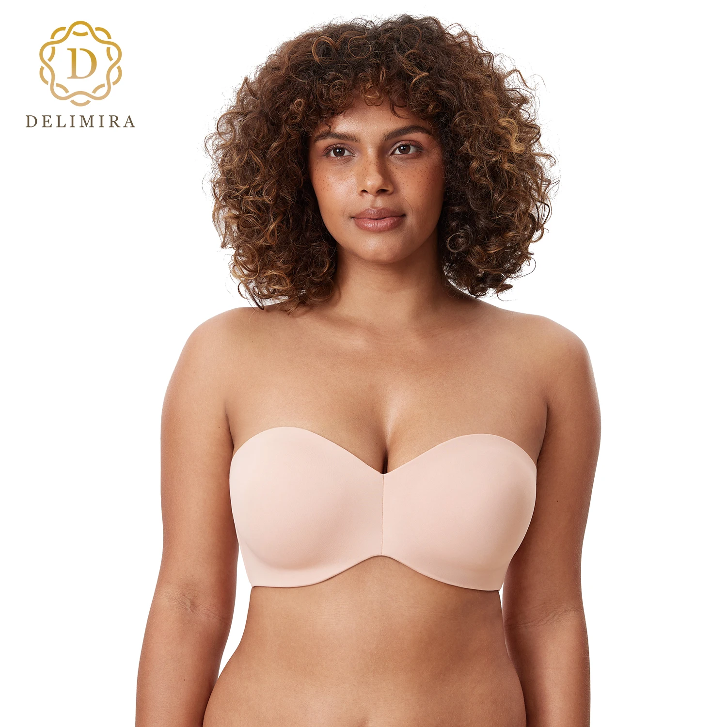 Женский бюстгальтер без бретелек DELIMIRA подкладки минимайзер на косточках