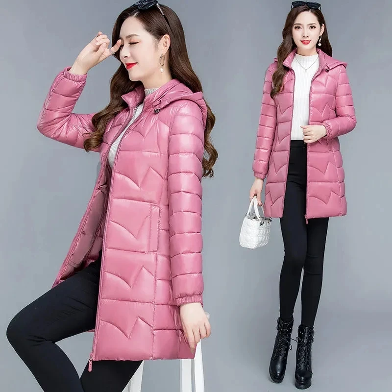 Glossy Padded Jacket Womens New Winter Thicken Windproof Rainproof Warm Parkas Women Hooded Down Cotton Coat Solid Women Outwear