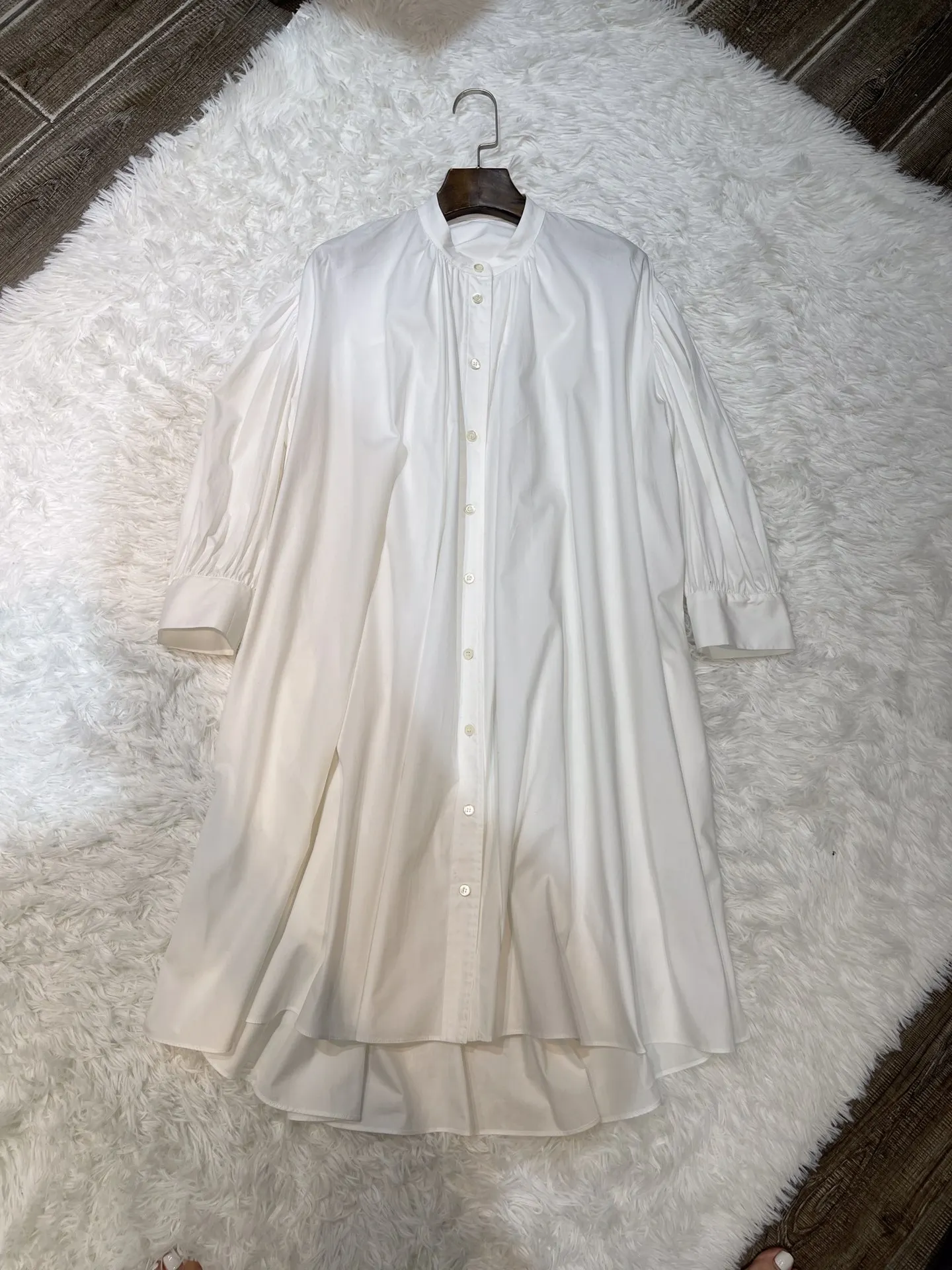 

2022 spring new women's 7-point bubble sleeve shirt dress