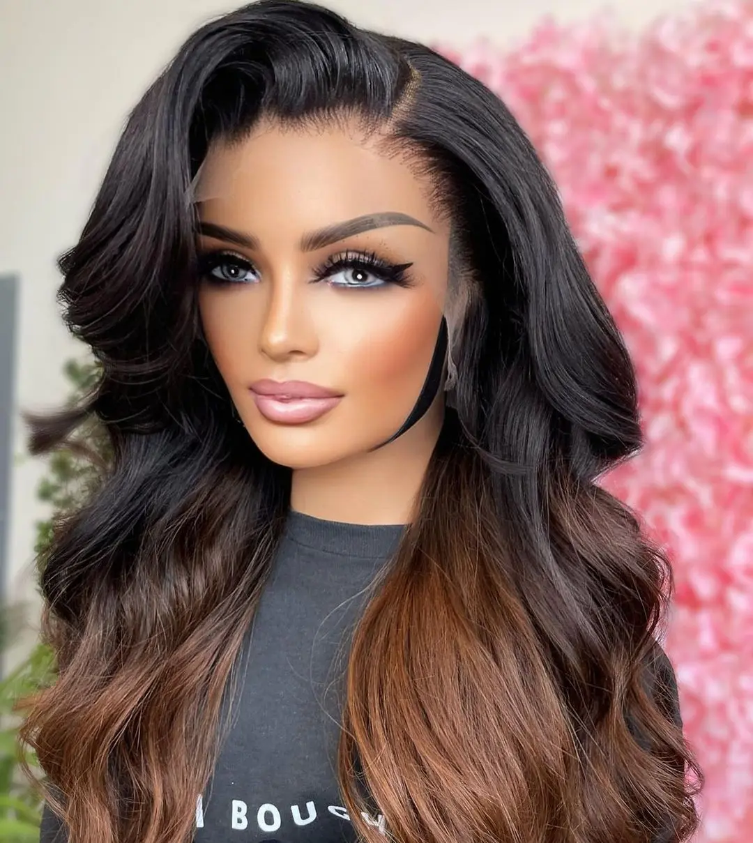 

Ombre Brown Body Wave 13x6 Lace Front Human Hair Wig Brazilian 1b/4 Colored 150% Density Transparent Lace Frontal Wigs For Women