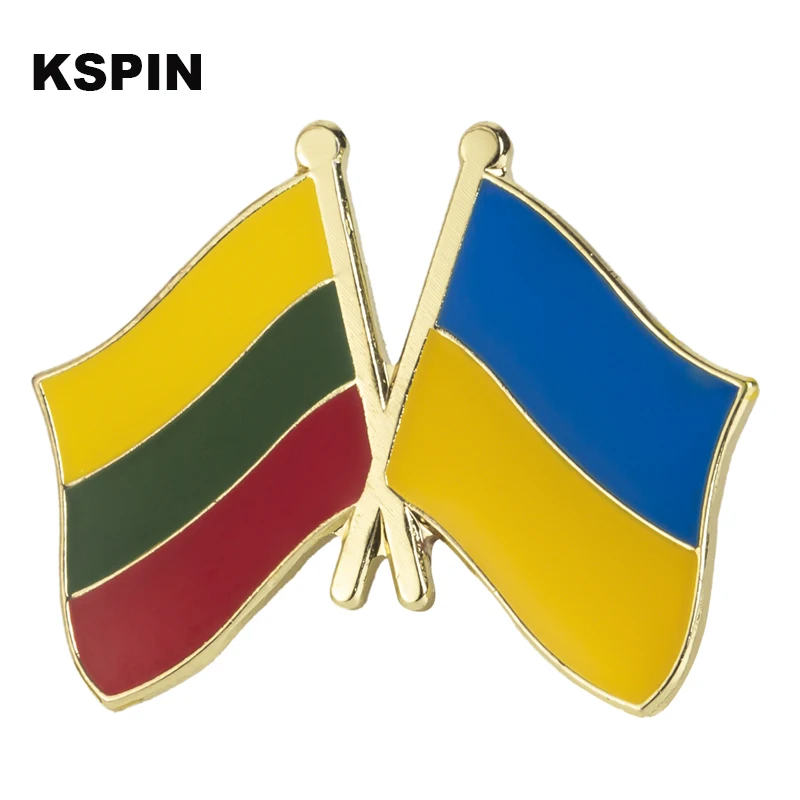 

Lithuania and Ukraine Friendship Badge Lapel Pin Brooch Lapel Pins Badges on Backpack Pin Brooch