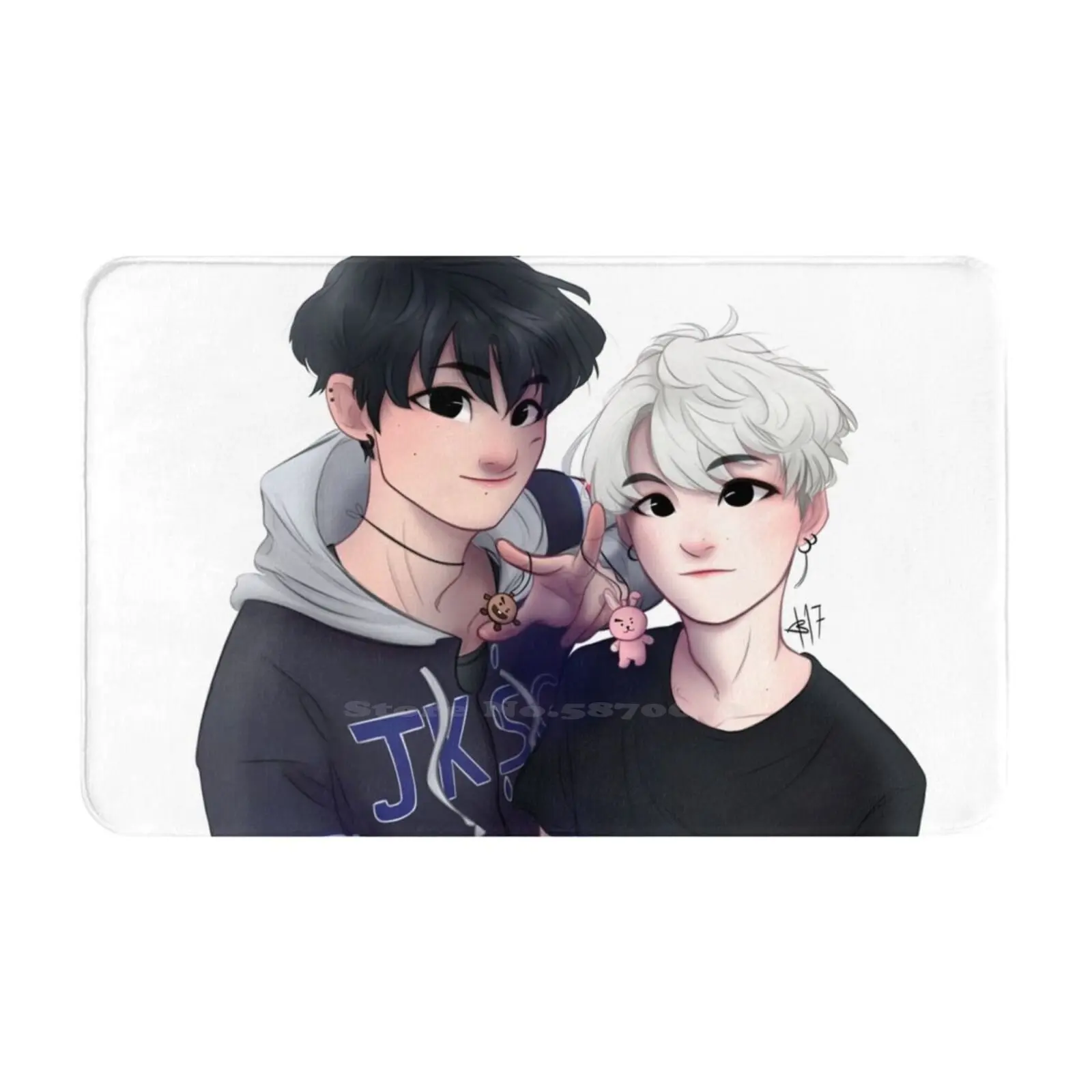 Sugakookie : W мягкий домашний Противоскользящий коврик, ковер Sugakookie Yoonkook Yoongi Jk Jungkook Fanart Kpop Fanart