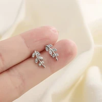 dainty tiny leaves stud earrings sparkling skinny olive ear climber for women minimalist jewelry modern leaf ear cuff
