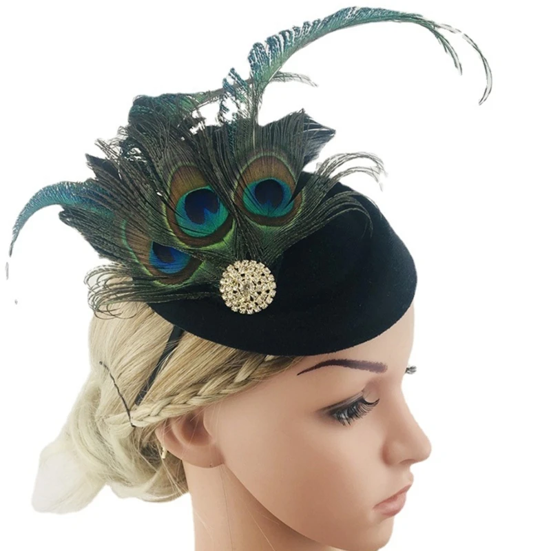 

Peacocks Feather Fascinator Hair Clip Peacocks Fascinator Tea Party Headband Pillbox Hat Women Fascinator Headband